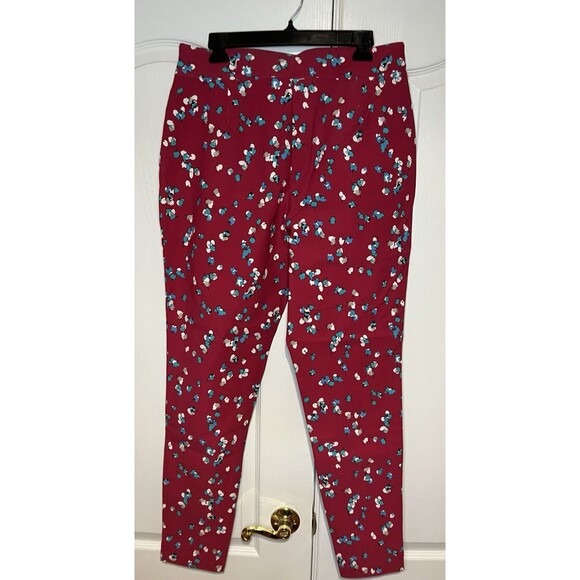 Kate & Mallory Pants Red Print Stretch Canvas Pull On Tapered Leg Plus XL New - Picture 4 of 8